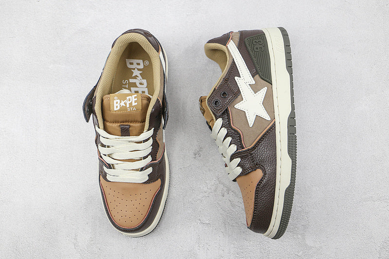 BAPE STA LOW BLACK/LIGHT BROWN/WHITE