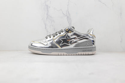 BAPE STA LOW SHOES SILVER/SILVER/SILVE