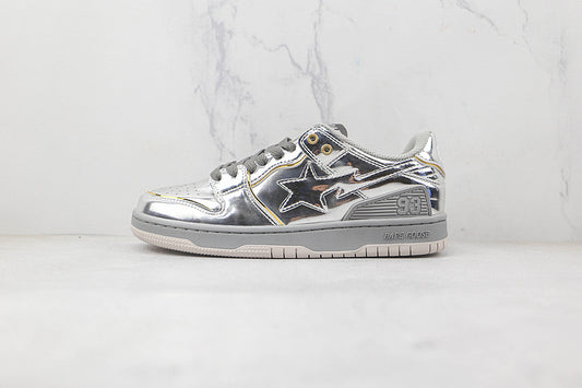 BAPE STA LOW SHOES SILVER/SILVER/SILVE