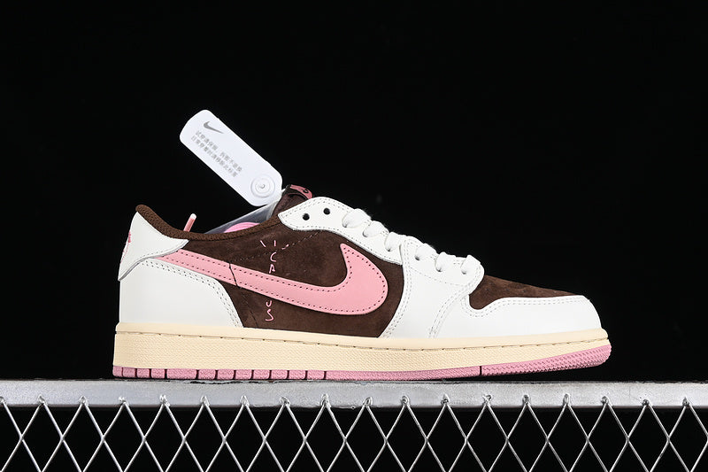 TRAVIS SCOTT X AIR JORDAN 1 LOW OG DARK PONY/PINK OXFORD