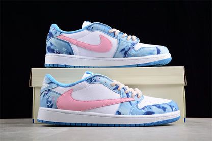 TRAVIS SCOTT AIR JORDAN 1 LOW OG PINK/BLUE/WHITE