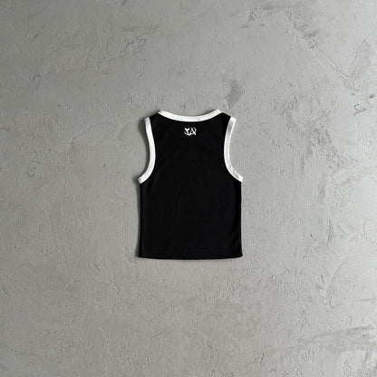 Women's short black and white vest