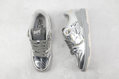 BAPE STA LOW SHOES SILVER/SILVER/SILVE